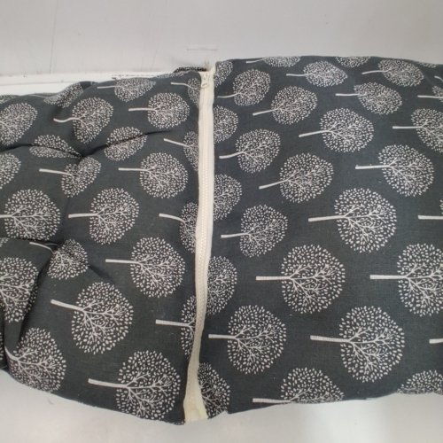 2PC CHAIR CUSHION WITH ZIPPER CONNECTOR - 16" X 32" ASSEMBLED - DARK GREY/WHITE TREE PATTERN image 2