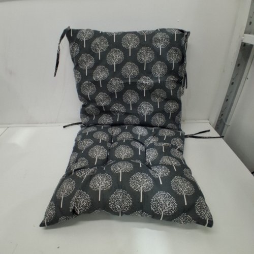 2PC CHAIR CUSHION WITH ZIPPER CONNECTOR - 16" X 32" ASSEMBLED - DARK GREY/WHITE TREE PATTERN image 3