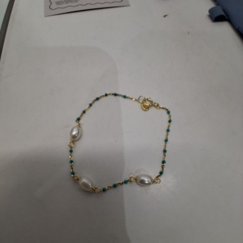 GIRLS MERCIÉ TURQUOISE BEAD AND PEARL-ACCENT BRACELET -6.5" LENGTH - GOLD-TONE, TURQUOISE, AND WHITE image 5