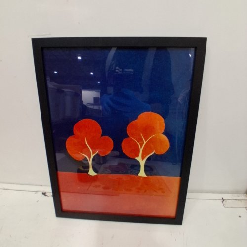 FRAMED ABSTRACT MATISSE STYLE TREES FOREST PAINTING - 13" X 17" image 3