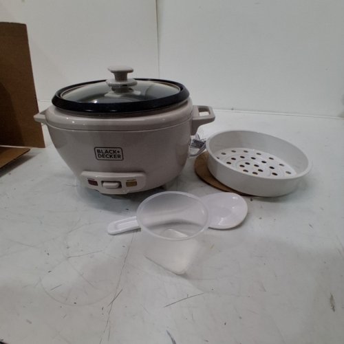 BLACK+DECKER RICE COOKER WITH STEAMING BASKET - 6 CUPS - BAKED STONE (MODEL: RC506Y) image 2