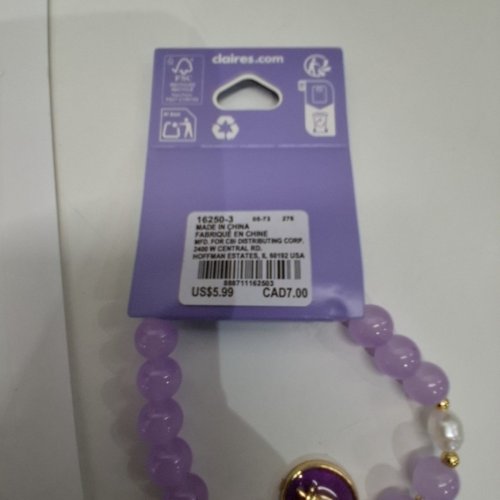 GIRLS CLAIRE'S GLOW IN THE DARK BEADED MOON CHARM BRACELET - PURPLE (STYLE: 16250-3) image 4