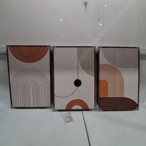 3PC ABSTRACT GEOMETRIC FRAMED WALL ART SET - 16" X 24" - MULTICOLOURED image 3