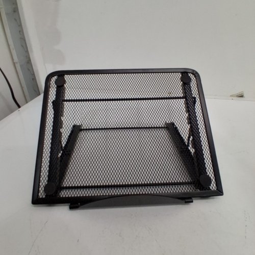 FOLDING METAL MESH ADJUSTABLE LAPTOP STAND - 9.5" X 7.5" - BLACK image 3