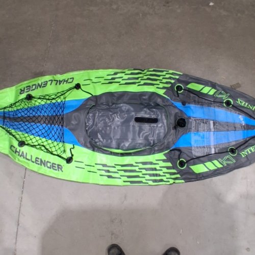 INTEX K1 CHALLENGER 1-PERSON INFLATABLE KAYAK - BLUE/GREEN image 2