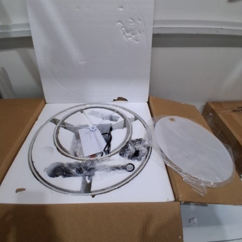 SHRINE ROUND CEILING LIGHTING DOUBLE DRUM FARMHOUSE CHANDELIER LIGHT FIXTURE - BEIGE / BLACK (MODEL: ZS-202412) image 2