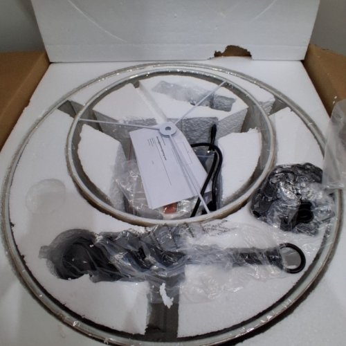 SHRINE ROUND CEILING LIGHTING DOUBLE DRUM FARMHOUSE CHANDELIER LIGHT FIXTURE - BEIGE / BLACK (MODEL: ZS-202412) image 3