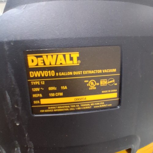 DEWALT HEPA DUST EXTRACTOR WITH AUTOMATIC FILTER CLEANING - 8GAL - 15FT HOSE - BLACK/YELLOW (MODEL: DWV010) image 6