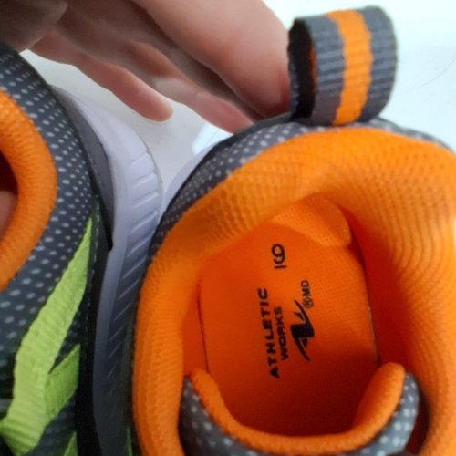 KID'S ATHLETIC WORKS SHOES - SIZE 9 - GREEN/GREY/ORANGE image 3