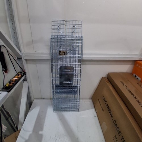 LIVE ANIMAL FOLDING TRAP CAGE FOR OUTDOOR - 32"X 12"X 10" - SILVER image 2