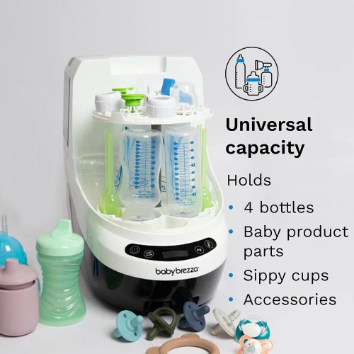 BABY BREZZA BOTTLE WASHER PRO ALL-IN-ONE STERILIZER & DRYER - HOLDS 4 BOTTLES - GREY/WHITE (MODEL: BRZ0103) image 2