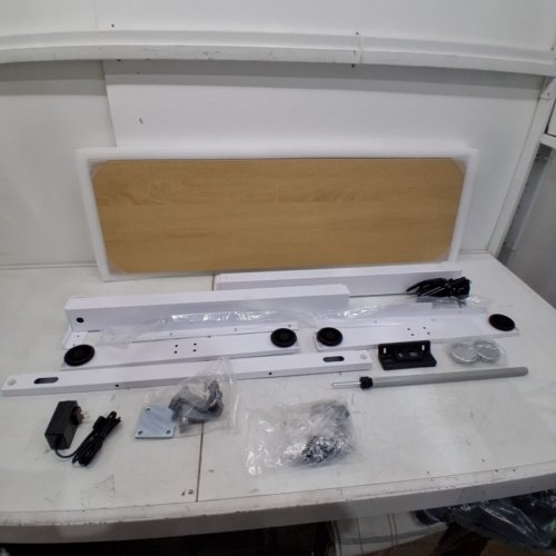 VASAGLE STANDING DESK - 39" X 23" X 28" - 47" MAX HEIGHT - WHITE AND NATURAL WOOD (MODEL: LSD310YA02) image 3