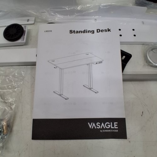 VASAGLE STANDING DESK - 39" X 23" X 28" - 47" MAX HEIGHT - WHITE AND NATURAL WOOD (MODEL: LSD310YA02) image 7