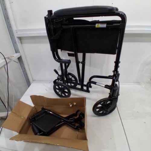 DRIVE MEDICAL FOLDING TRANSPORT WHEELCHAIR WITH SWING AWAY FOOT REST - 300LBS MAX- 19''- BLACK (MODEL: ATC19-BK) image 2