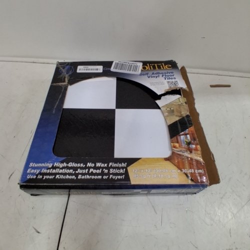 45PK TIVOLITILE SELF-ADHESIVE PEEL & STICK VINYL FLOORING TILES - 12" X 12" - BLACK/WHITE (MODEL: FTVSO10345) image 2