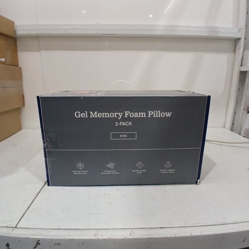 2PK WEEKENDER VENTILATED COOL GEL INFUSED MEMORY FOAM PILLOWS FOR BREATHABLE COMFORT WITH WASHABLE REMOVABLE COVER - KING SIZE - WHITE/BLUE (MODEL: WKKK30GF2) image 4