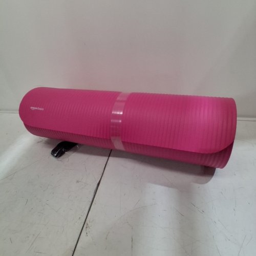 AMAZON BASICS 1/2" EXTRA THICK EXERCISE MAT WITH CARRYING STRAP - 74" X 24" X 0.5" - PINK image 2