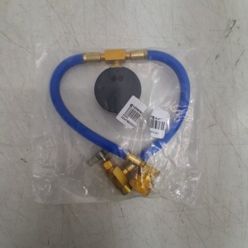 CAR AIR CONDITIONING HOSE CHARGE KIT WITH GAUGE COPMATIBLE WITH PRE 2016 VEHICLES- BLUE/BRASS image 2