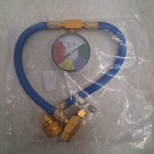 CAR AIR CONDITIONING HOSE CHARGE KIT WITH GAUGE COPMATIBLE WITH PRE 2016 VEHICLES- BLUE/BRASS image 4