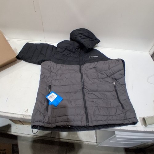 MEN'S COLUMBIA HOODED POWDER LITE II JACKET - LARGE TALL - BLACK / GRAY (STYLE: WT6272-023) image 2