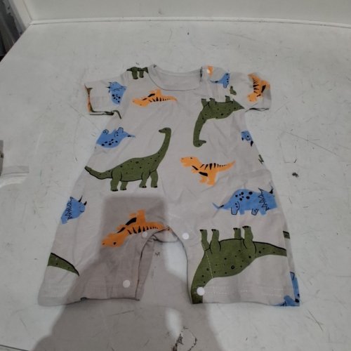 DINOSAUR PRINT BABY ONE-PIECE ROMPER - SIZE 73 - CREAM, GREEN, BLUE AND ORANGE image 3