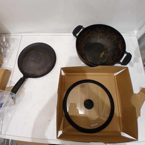 3PC TRAMONTINA PRE-SEASONED CAST IRON SET - 7QT (11") - BLACK (MODEL : 1901865) image 2