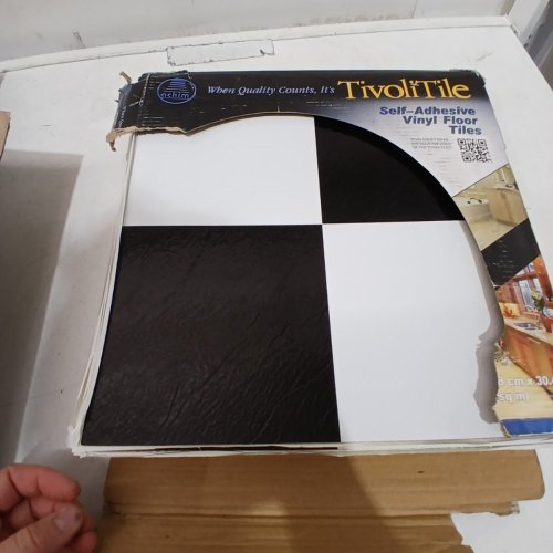 43PK TIVOLITILE SELF-ADHESIVE PEEL & STICK VINYL FLOORING TILES - 12" X 12" - BLACK/WHITE (MODEL: FTVSO10345) image 2