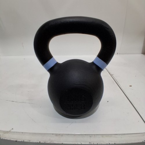 YES4ALL POWDER COATED CAST IRON KETTLEBELL - 35LBS - LIGHTBLUE /BLACK (MODEL: ‎QCG3) image 2