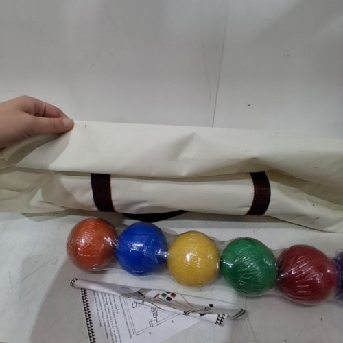 ROPOTA SIX PLAYER CROQUET SET QITH WOODEN MALLETS AND CARRYING BAG - 35" - BROWN/MULTICOLORED image 3