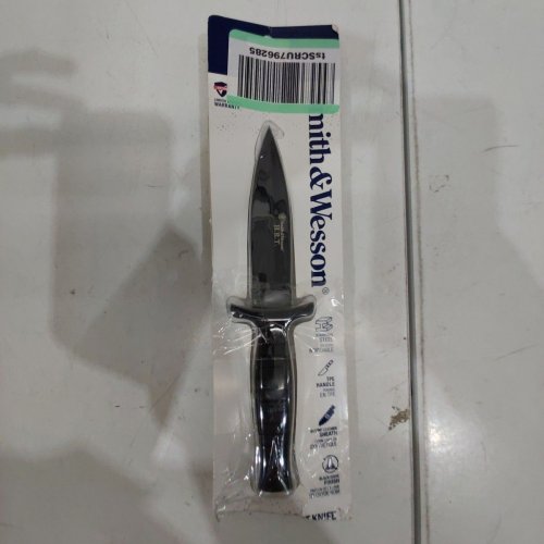 SMITH & WESSON H.R.T. DOUBLE EDGE HIGH CARBON RUBBER WRAPPED HANDLE BOOT KNIFE WITH SHEALTH - 9" (BLADE 4.7") - BLACK (MODEL: ‎SWHRT9BCP) image 3
