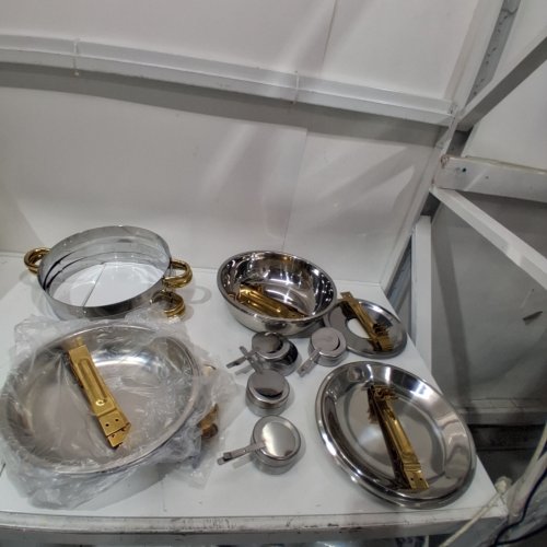 4PK LZONEY CHAFING DISH SET - 5QT - SILVER/GOLD image 2