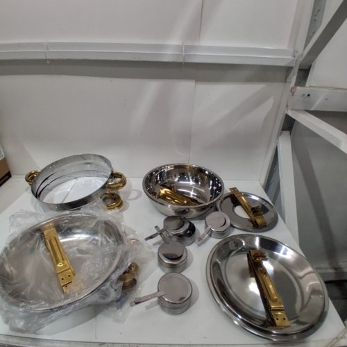 4PK LZONEY CHAFING DISH SET - 5QT - SILVER/GOLD image 3
