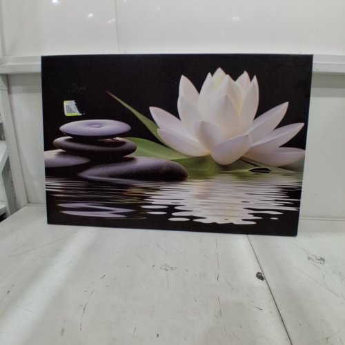 LOTUS FLOWER CANVAS WALL ART 35" X 24" - BLACK, WHITE AND PURPLE image 2