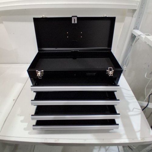 VEVOR METAL PORTABLE TOOL BOX WITH 3 DRAWERS - 20.5" - BLACK/SILVER image 2