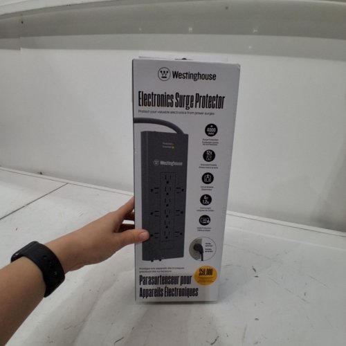 WESTINGHOUSE 12-OUTLET ELECTRONICS SURGE PROTECTOR - 4000J - 4FT - GREY image 4