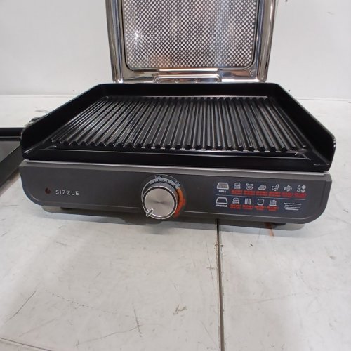 NINJA SIZZLE SMOKELESS INDOOR GRILL NONSTICK DISHWASHER-SAFE REMOVABLE MESH LID 500F 14" BLACK/SILVER (MODEL: GR100C) image 6