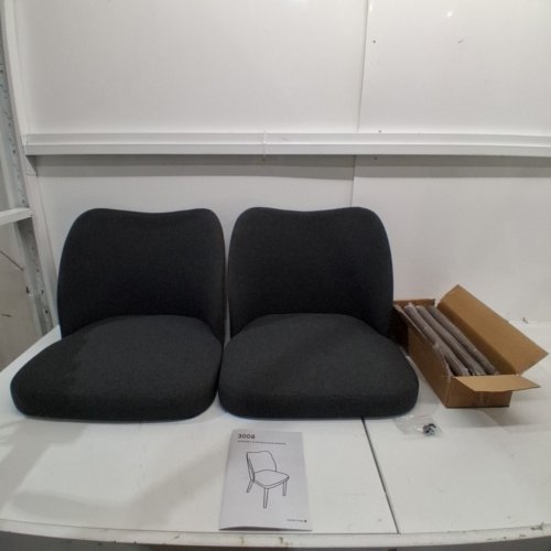 2PK COLAMY MODERN UPHOLSTERED DINING CHAIR WITH PADDED SEAT AND WOOD LEGS - 300 LBS CAPACITY - GREY (MODEL:3008) image 3