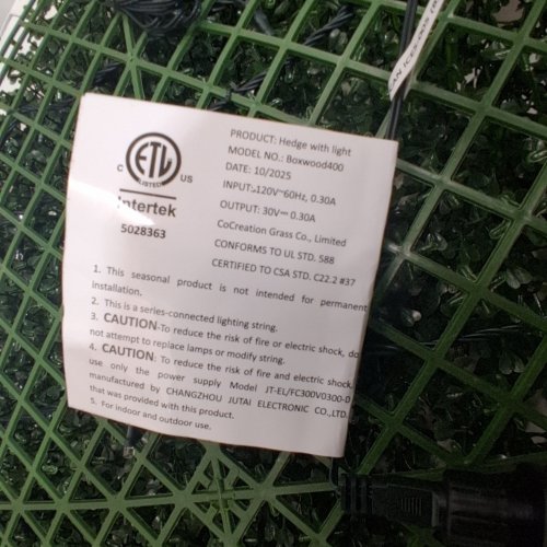 ARTIFICIAL BOXWOOD HEDGE WITH LIGHTS - 40" X 40" - GREEN (MODEL: BOXWOOD400) image 4