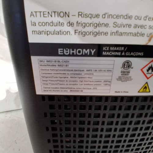 EUHOMY COUNTERTOP ICE MAKER WITH ICE SCOOP AND BASKET - MAKES 26.5LB / DAY - BLACK (MODEL: IM021-B1) image 6