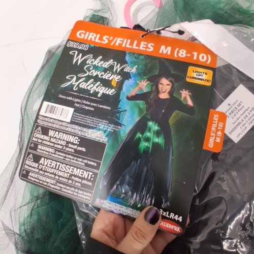 2PC GIRL'S GOODMARK LIGHT-UP WICKED WITCH COSTUME - MED (8-10) - BLACK/GREEN image 3