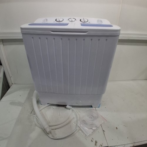 COSTWAY COMPACT TWIN TUB PORTABLE WASHING MACHINE - 12LB WASH CAPACITY/ 8LB SPINNER CAPACITY - WHITE/BLUE (MODEL: XPB45-4588SB) image 3