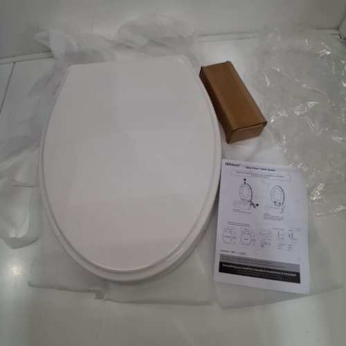 HIBBENT PREMIUM ONE CLICK RELEASE SLOW CLOSE ELONGATED TOILET SEAT WITH COVER - 18.5" - WHITE (MODEL: 1CLICK40V) image 2