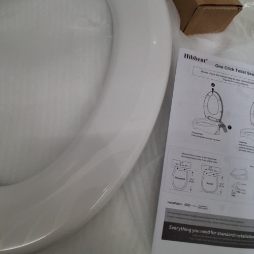 HIBBENT PREMIUM ONE CLICK RELEASE SLOW CLOSE ELONGATED TOILET SEAT WITH COVER - 18.5" - WHITE (MODEL: 1CLICK40V) image 3