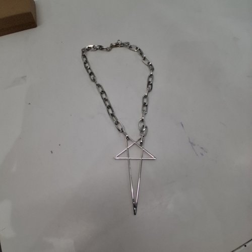 ADULTS PUNK ROCK GEOMETRIC PENDANT NECKLACE /CHAIN - SILVER-TONE image 2