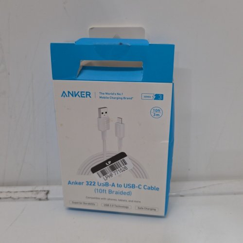 ANKER 322 SERIES 3 USB-A TO USB-C BRAIDED CHARGING CABLE - 10FT - WHITE (MODEL: A81H7) image 3