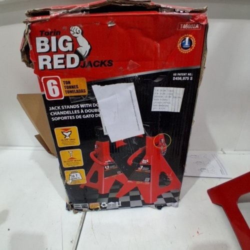 2PK TORIN BIG RED STEEL JACK STANDS / DOUBLE LOCKING AND ADJUSTABLE HEIGHT - 6 TON - 15-3/8"- 23-13/16" - RED/BLACK (MODEL: T46002A) image 4