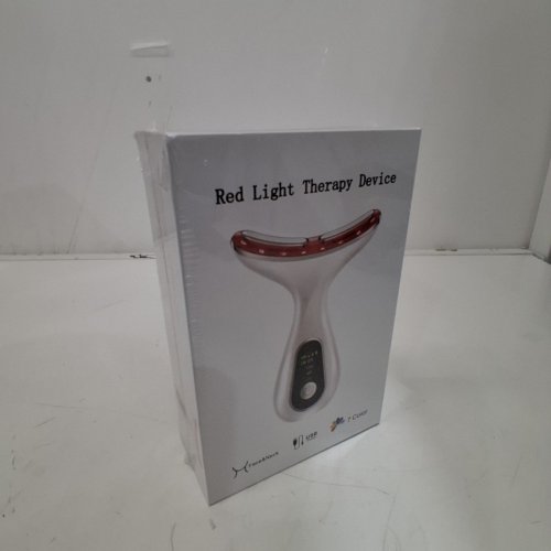 FACIAL AND NECK RED LIGHT THERAPY DEVICE - WHITE / RED image 2