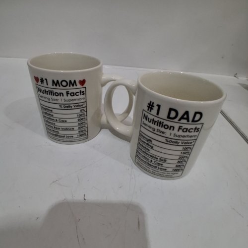 2PC MOM AND DAD MUG SET - 16 OZ - WHITE/BLACK image 2