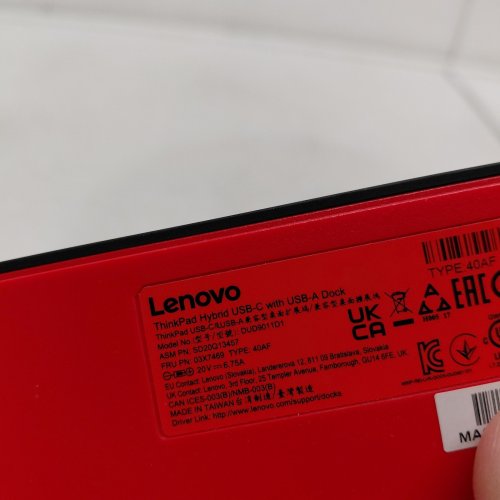 LENOVO THINKPAD HYBRID USB-A & USB-C DOCKING STATION FOR LAPTOP - USB-A, USB-C, DISPLAY, HDMI, STEREO/MIC - BLACK (MODEL: ‎40AF0135US, DUD9011D1) image 3