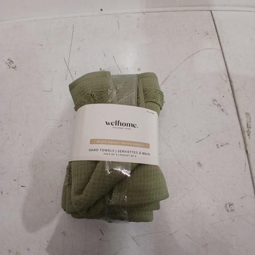 3PK WELHOME WAFFLE WEAVE HAND TOWELS - 15" X 30" - SAGE GREEN (MODEL:1996328) image 3